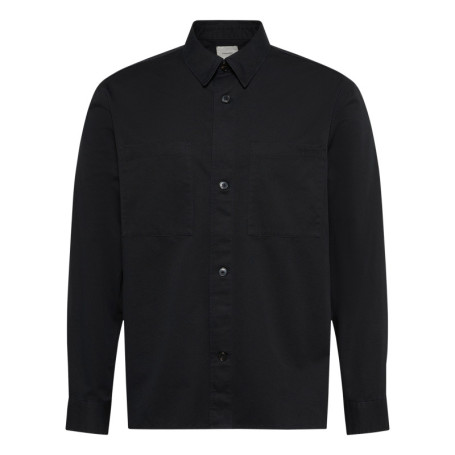 Surchemise en coton et lin mélangé noire unie...