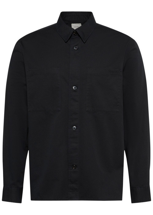 Surchemise en coton et lin mélangé noire unie...