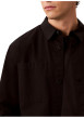 Thumbnail Surchemise en coton et lin mélangé noire unie avec une coupe droite - Image 4