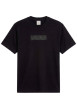 Thumbnail T-shirt en coton noir à imprimé avec une coupe droite et un col rond