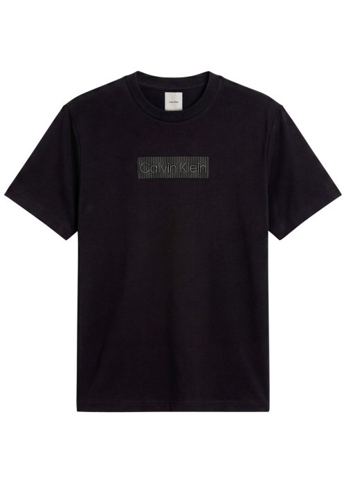 T-shirt en coton noir à imprimé avec une coupe...