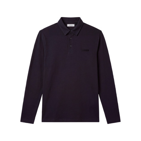 Polo en coton marine uni avec une coupe droite...