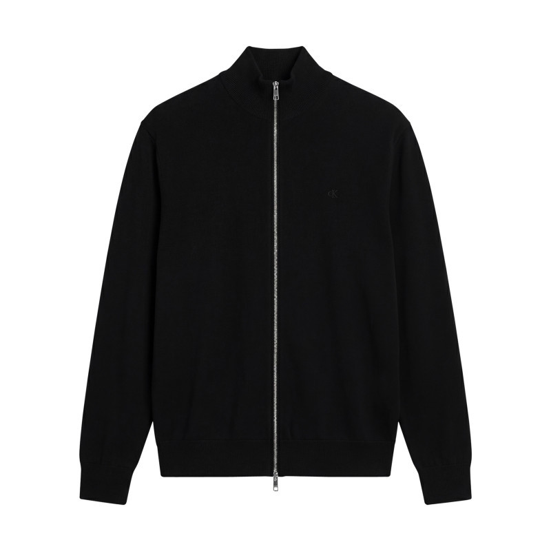 Calvin Klein - Gilet En Laine Noir Uni Avec Une Coupe Ajustée Et Un Col Montant - Noir