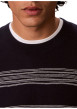 Thumbnail Pull en coton marine à rayures avec une coupe droite et un col rond - Image 4