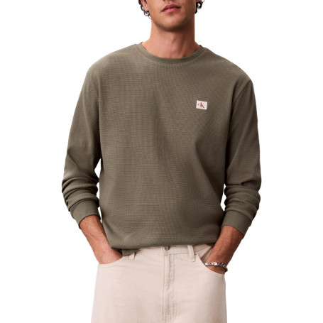 T-shirt kaki uni avec une coupe droite et des...