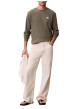 Thumbnail T-shirt kaki uni avec une coupe droite et des manches longues - Image 3
