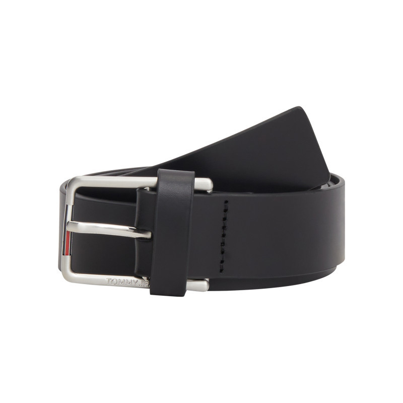 Tommy Jeans - Ceinture En Cuir De Buffle Noire Pourvue D'une Boucle Ardillon Rectangulaire - Noir