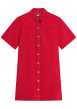 Thumbnail Robe courte en coton rouge à coupe droite pourvue d'une fermeture boutonnée