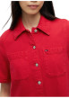 Thumbnail Robe courte en coton rouge à coupe droite pourvue d'une fermeture boutonnée - Image 4