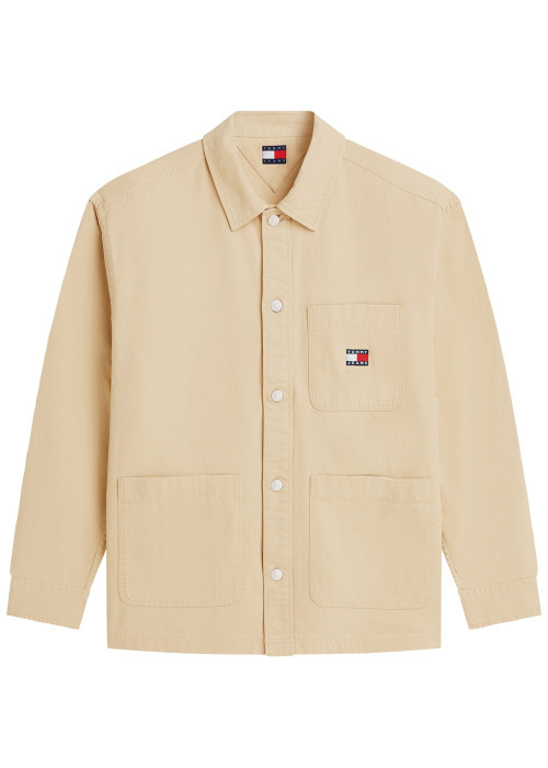 Surchemise en coton beige à coupe droite...