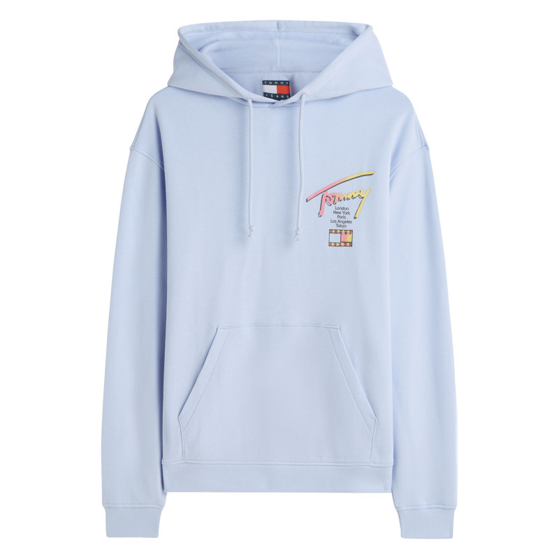Tommy Jeans - Sweat En Coton Ciel Pourvu D'une Coupe Ajustée Et D'un Col à Capuche - Bleu Clair Tommy Jeans - Sweat En Coton Ciel Pourvu D'une Coupe Ajustée Et D'un Col à Capuche - Bleu Clair