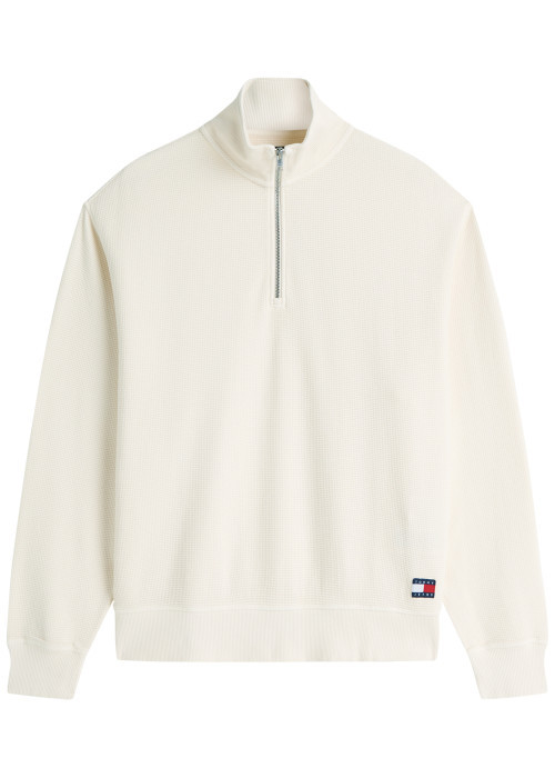 Sweat en coton écru à coupe ajustée pourvu d'un...