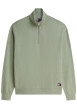 Thumbnail Sweat en coton olive à coupe ajustée pourvu d'un col camionneur