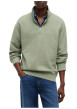Thumbnail Sweat en coton olive à coupe ajustée pourvu d'un col camionneur - Image 2