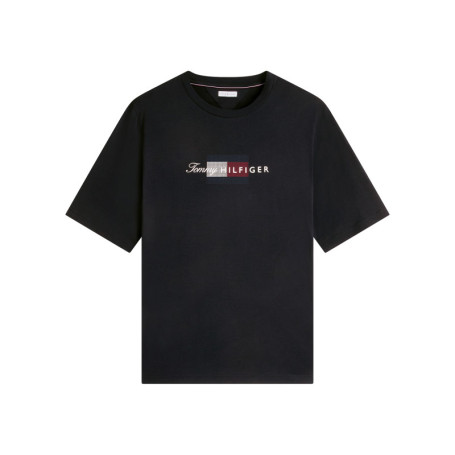 T-shirt en coton marine à coupe ajustée pourvu...