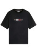 Thumbnail T-shirt en coton marine à coupe ajustée pourvu d'un col rond côtelé