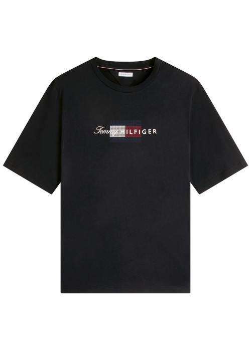 T-shirt en coton marine à coupe ajustée pourvu...