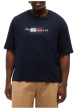 Thumbnail T-shirt en coton marine à coupe ajustée pourvu d'un col rond côtelé - Image 2