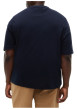 Thumbnail T-shirt en coton marine à coupe ajustée pourvu d'un col rond côtelé - Image 3
