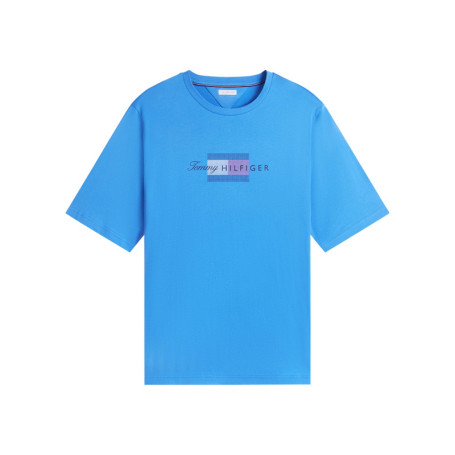 T-shirt en coton bleu à coupe ajustée pourvu...