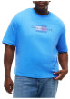 Thumbnail T-shirt en coton bleu à coupe ajustée pourvu d'un col rond côtelé - Image 2