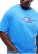 Thumbnail T-shirt en coton bleu à coupe ajustée pourvu d'un col rond côtelé - Image 4