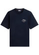 Thumbnail T-shirt en coton marine à coupe ajustée pourvu de manches courtes