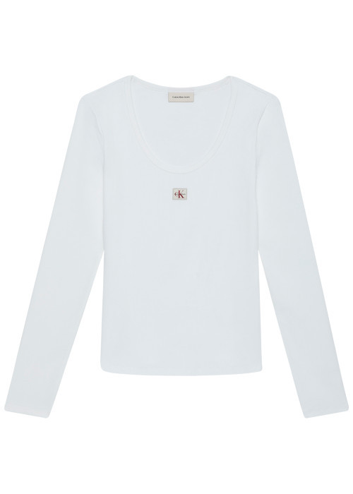 T-shirt en coton blanc uni avec une coupe...
