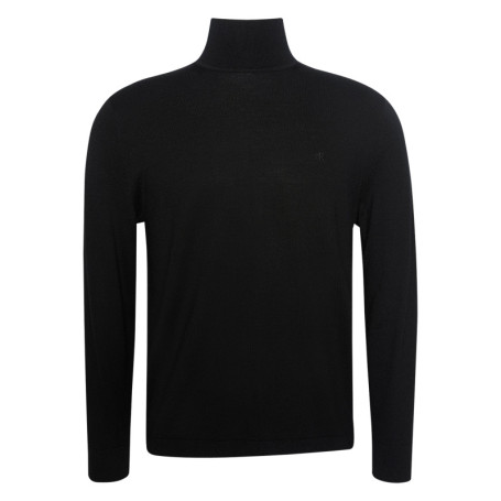 Pull en laine noir uni avec une coupe droite et...
