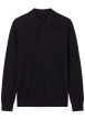 Thumbnail Pull en laine noir uni avec une coupe droite et un col polo