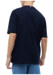 Thumbnail T-shirt en coton marine à coupe droite orné d'un imprimé sur la poitrine - Image 3