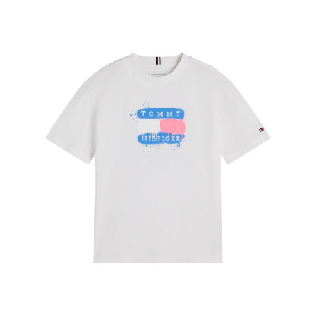 T-shirt en coton blanc à coupe droite orné d'un...