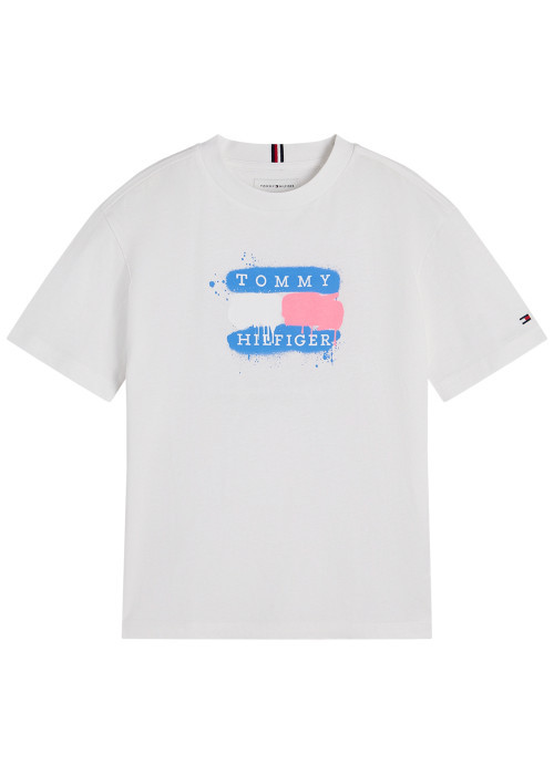 T-shirt en coton blanc à coupe droite orné d'un...