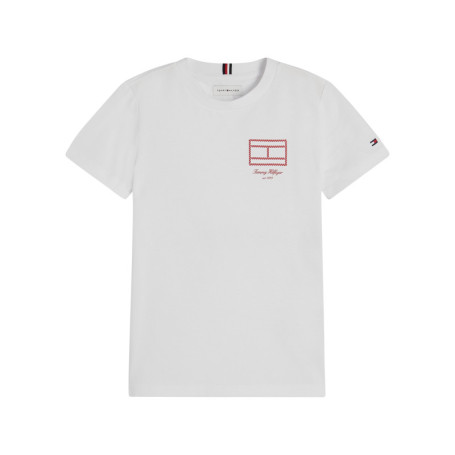 T-shirt en coton blanc à coupe droite pourvu...