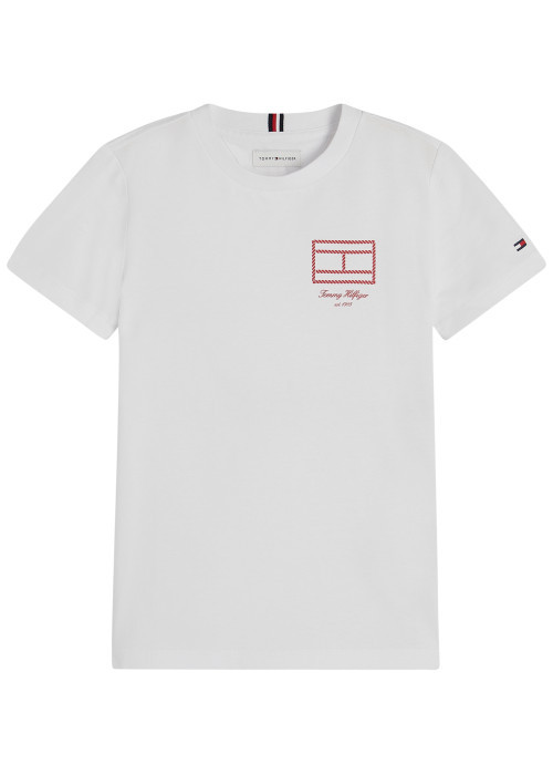 T-shirt en coton blanc à coupe droite pourvu...