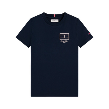 T-shirt en coton marine à coupe droite pourvu...