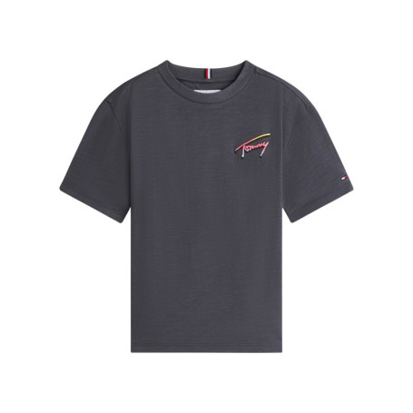 T-shirt en coton anthracite imprimé à coupe...