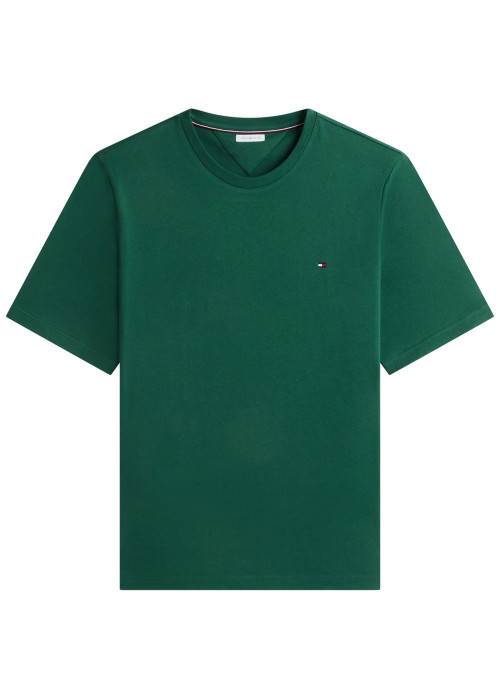 T-shirt en coton vert à coupe ajustée pourvu d'un col rond et de manches courtes