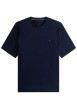 Thumbnail T-shirt en coton marine à coupe ajustée pourvu d'un col rond