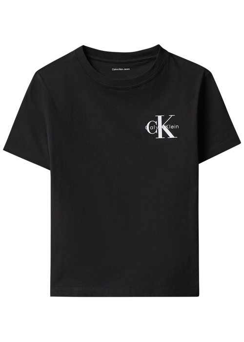 T-shirt en coton noir uni avec une coupe droite...
