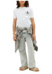 Thumbnail T-shirt en coton blanc uni avec une coupe droite et un col rond - Image 6