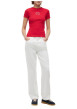 Thumbnail T-shirt en coton rouge pourvu d'une coupe ajustée et d'un col rond - Image 5