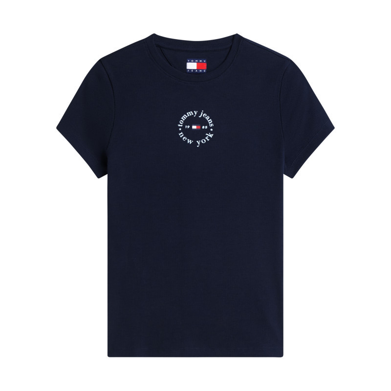 Tommy Jeans - T-shirt En Coton Marine à Coupe Ajustée Pourvu D'un Col Rond - Bleu Foncé