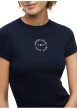Thumbnail T-shirt en coton marine à coupe ajustée pourvu d'un col rond - Image 4