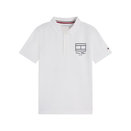 Polo en coton blanc à coupe droite pourvu d'un...