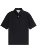 Thumbnail Polo en coton biologique noir à coupe droite pourvu d'un col boutonné