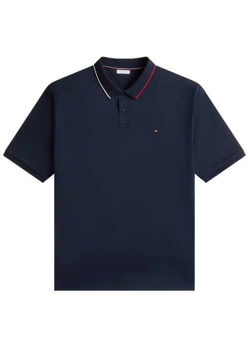 Polo en coton marine à coupe droite pourvu d'un...
