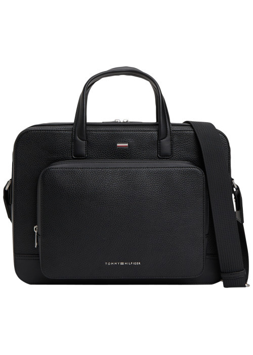Sac porte-documents noir pourvu d'une bandoulière réglable et amovible