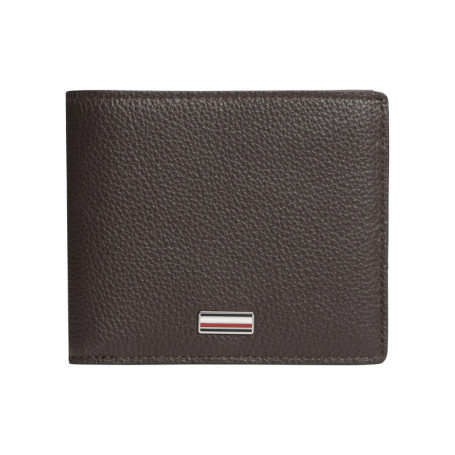 Portefeuille en cuir marron à clapet pourvu de...