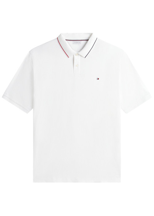 Polo en coton blanc à coupe droite pourvu d'un...